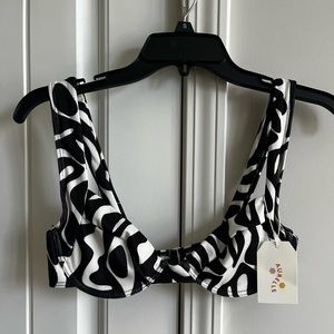Underwire black and white print bikini top!